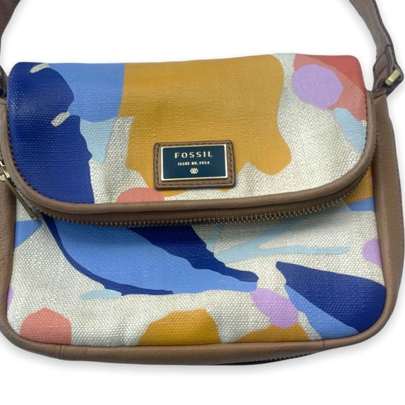 Fossil Floral print Cowhide Leather Crossbody - Picture 1 of 9